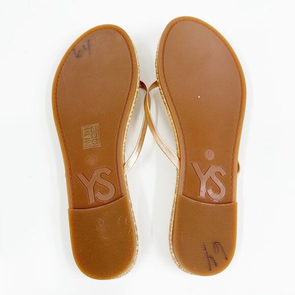 Yosi Samra Flip Flops Thong Sandals Woven Metallic Rose Gold Beach Pool Womens 9 - Picture 4 of 6
